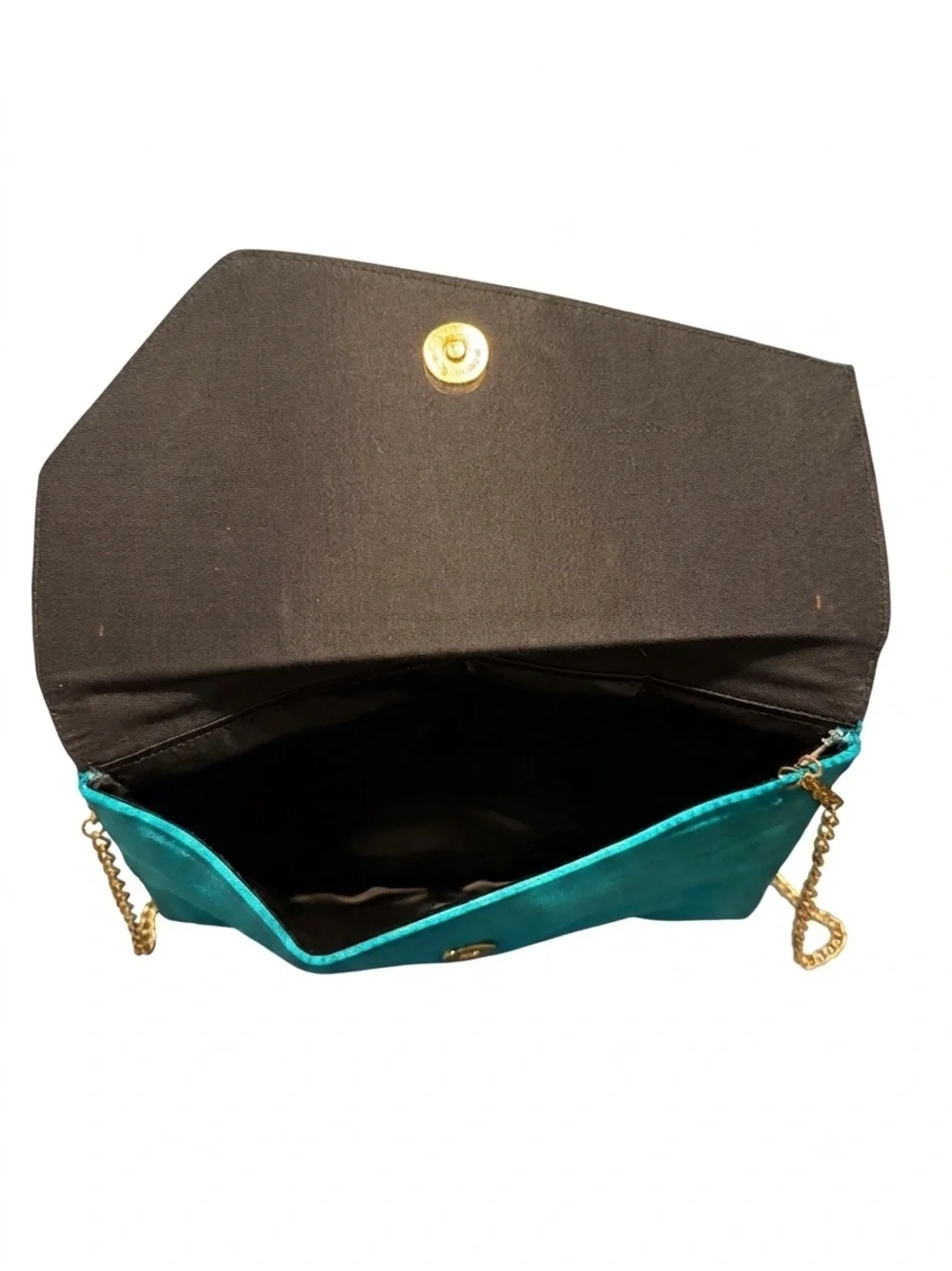 Teal Clutch with Gold Chain